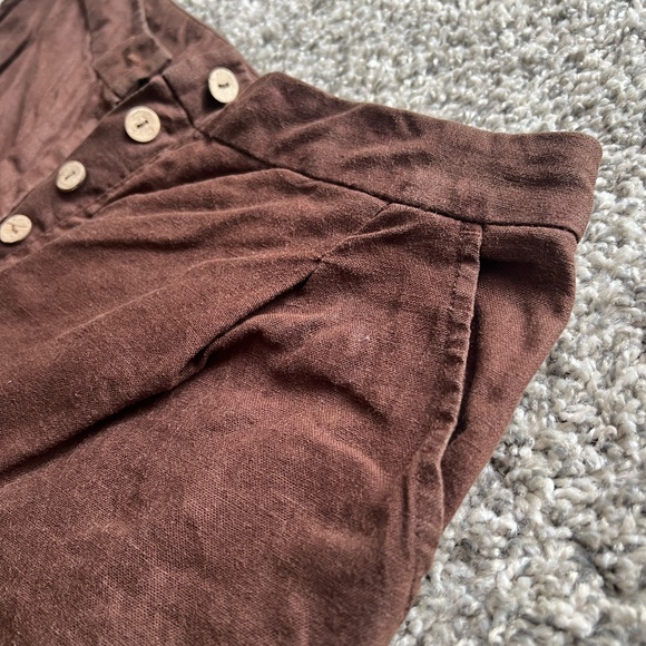 Button-Front Wide Leg Pants in Rust Brown - Picture 3 of 6